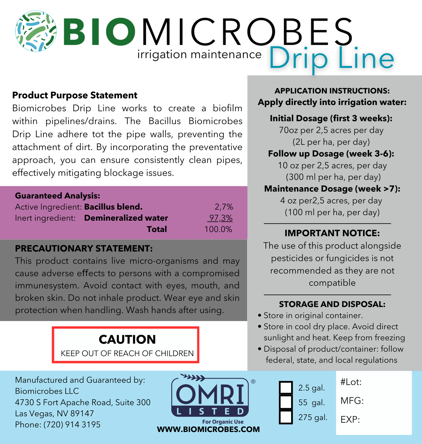 Biomicrobes Drip Line USA
