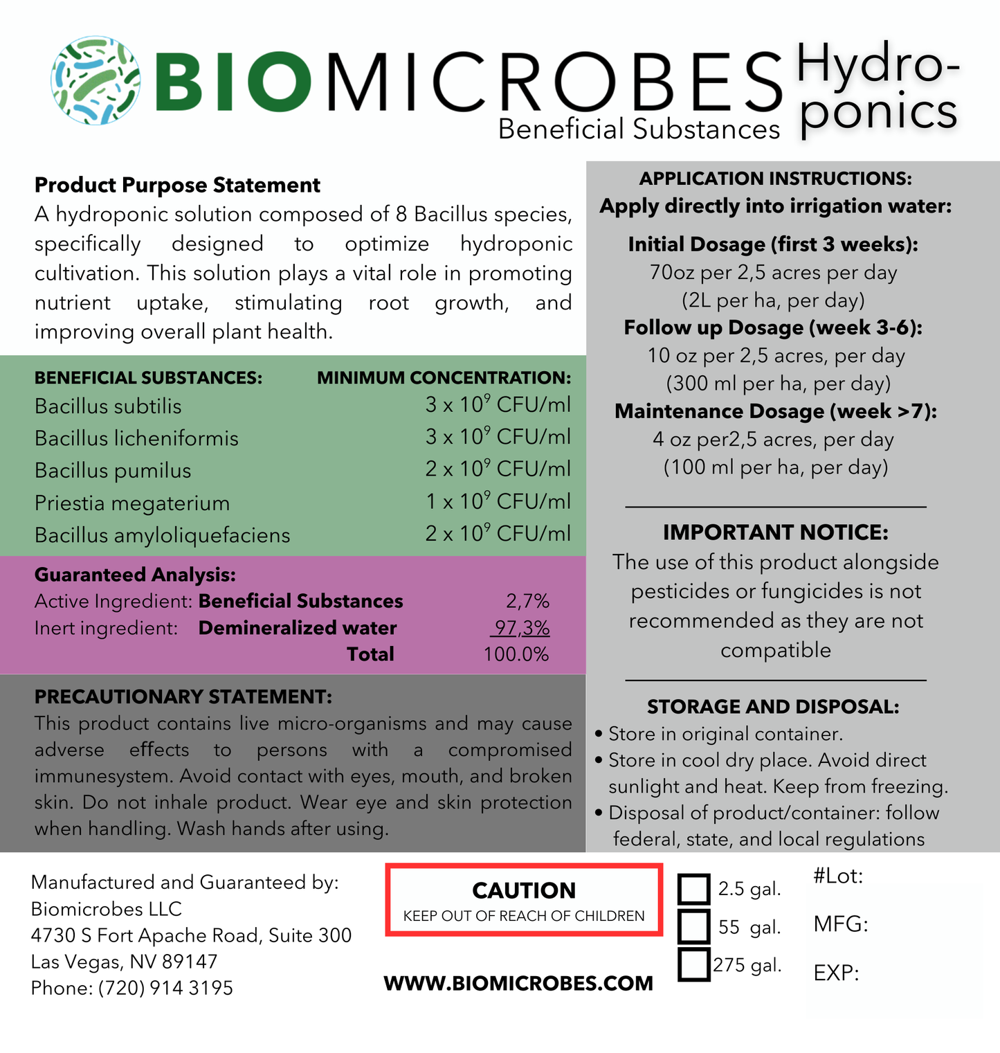 Biomicrobes HYDROPONICS USA
