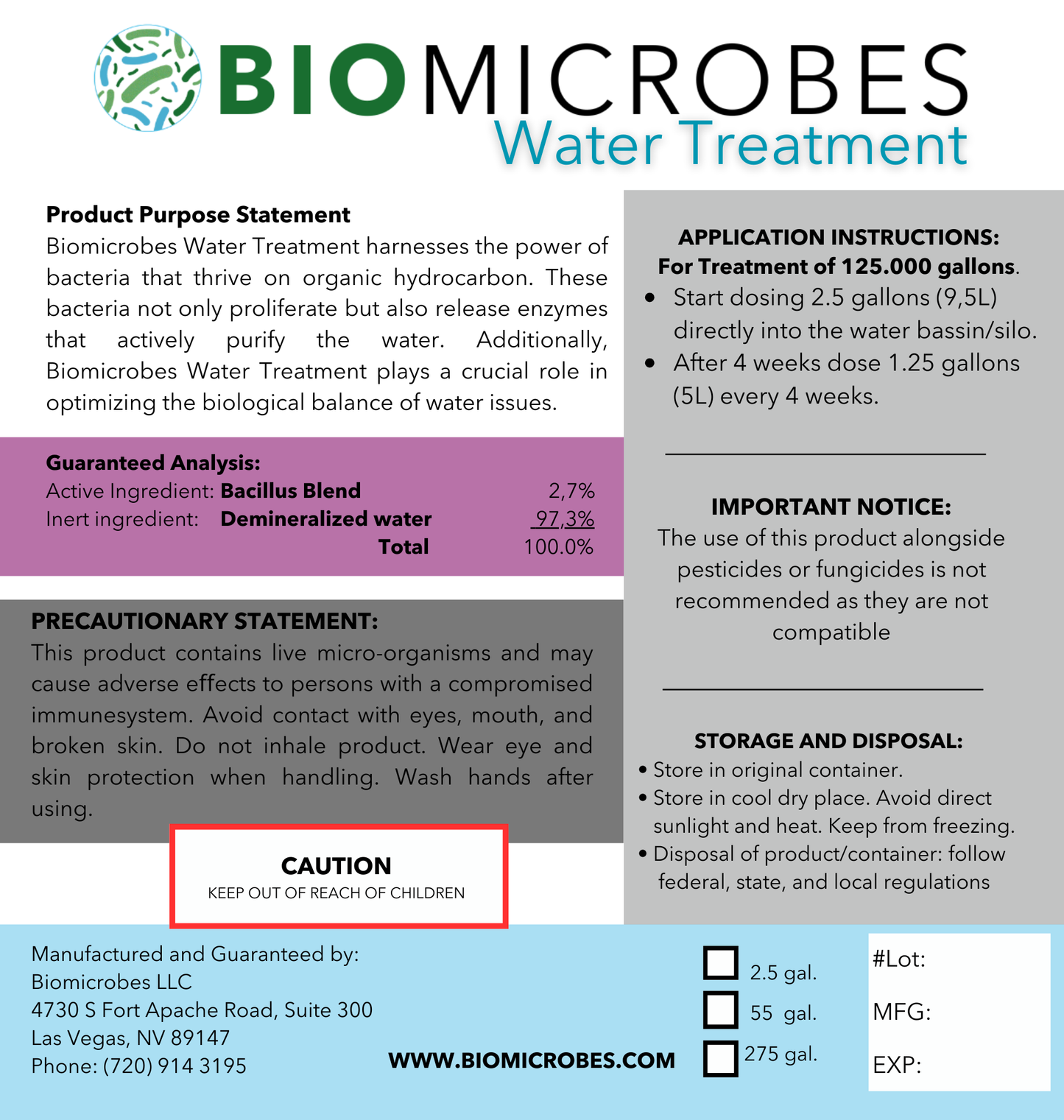 Biomicrobes Water Treatment USA