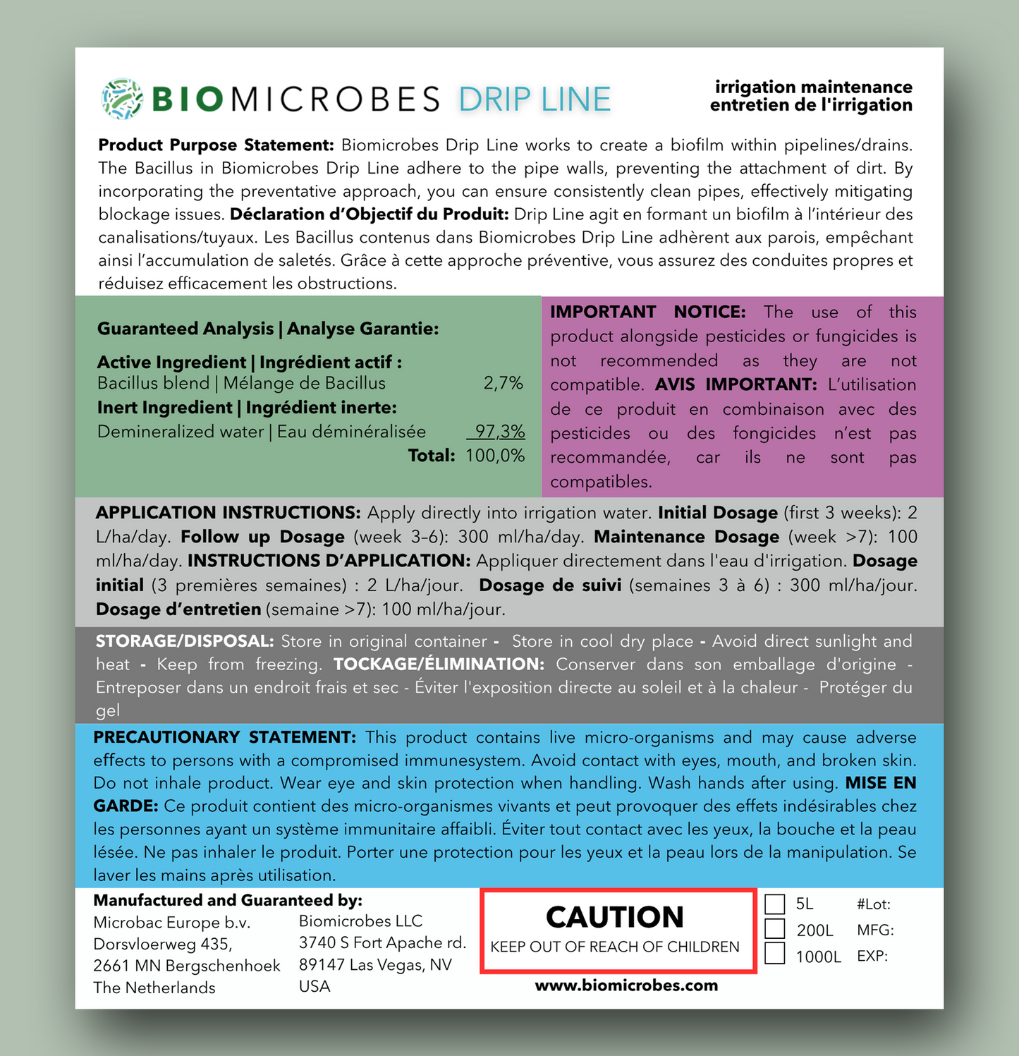 Biomicrobes Drip Line